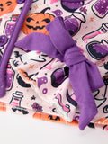 Halloween Pumpkin Ghost Print Girls Pajama Set - 4
