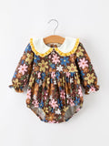Fall Retro Floral Baby Girls Bubble Romper - 1