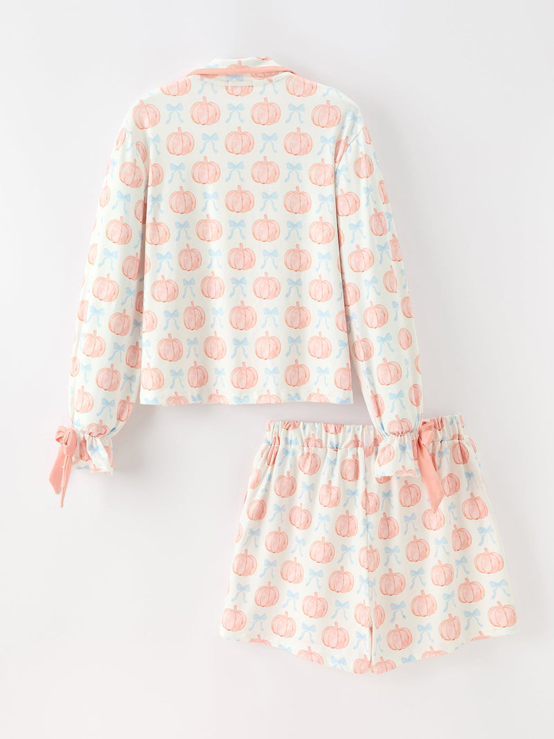 Mommy and Me Fall Pumpkin Print Pajama Set - 8