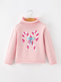 Girls Christmas Candy Cane Bow Knit Sweater - 1
