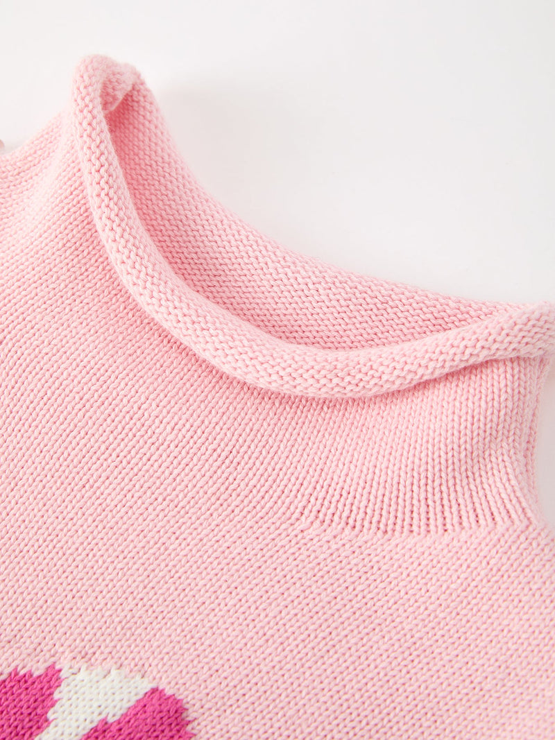 Girls Christmas Candy Cane Bow Knit Sweater - 3
