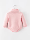Christmas Candy Cane Bow Knit Baby Girls Romper - 2