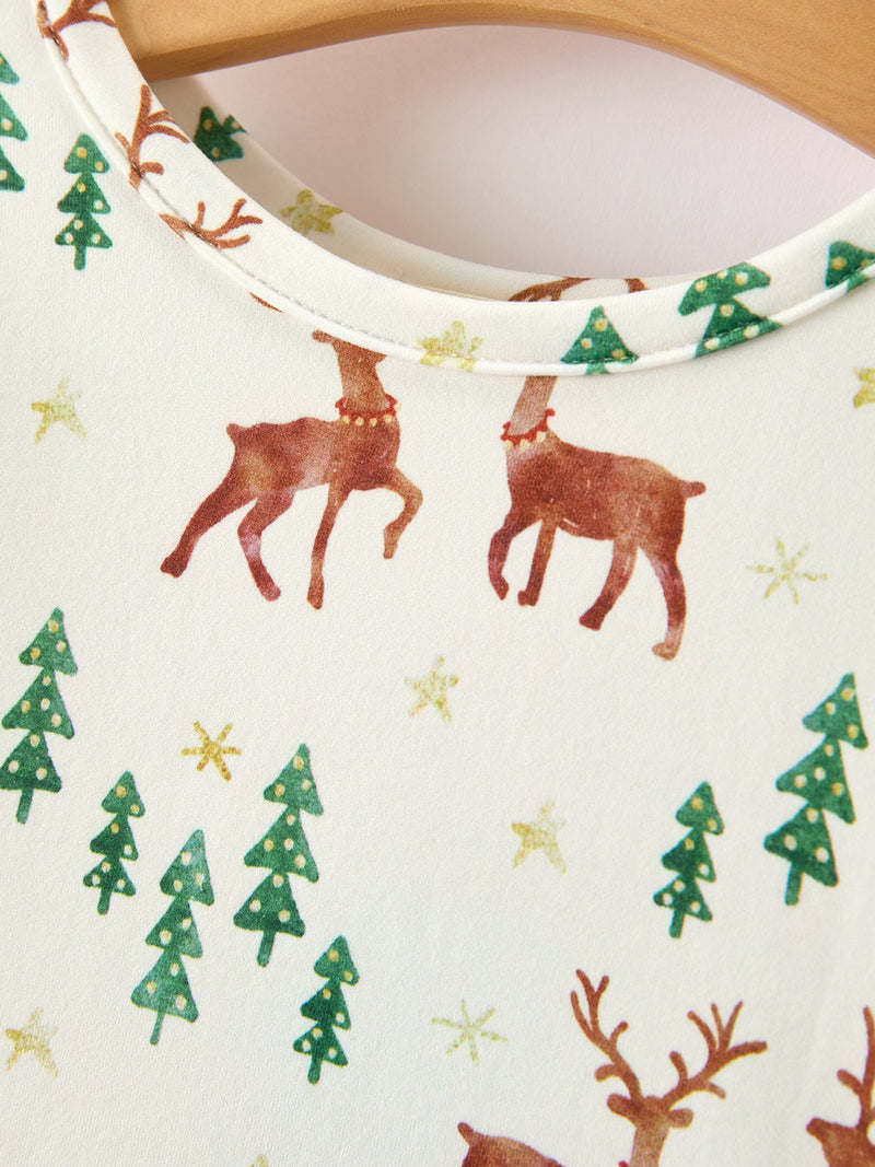 Christmas Girls Deer & Pine Tree Holiday Twirl Dress - 3