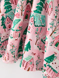 Christmas Girls Pink Holiday Village Print Twirl Dress - 5