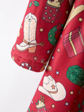 Girls Christmas Wreaths Twirl Long Sleeve Festive Dress - 4