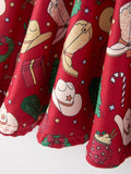 Girls Christmas Wreaths Twirl Long Sleeve Festive Dress - 5