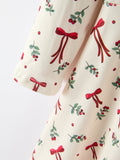 Girls Christmas Bow & Berry Print Twirl Dress - 4