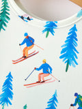 Christmas Girls Winter Ski & Pine Tree Print Twirl Dress - 3