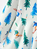 Christmas Girls Winter Ski & Pine Tree Print Twirl Dress - 4