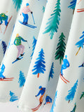 Christmas Girls Winter Ski & Pine Tree Print Twirl Dress - 5