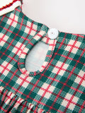 Baby Girl Christmas Plaid Embroidered Dress Wreath Collar - 4