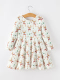 Girls Reindeer Christmas Twirl Long Sleeve Dress - 2