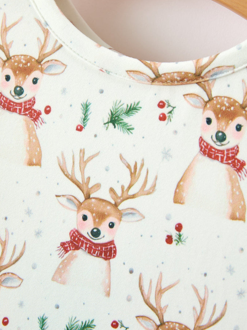 Girls Reindeer Christmas Twirl Long Sleeve Dress - 3