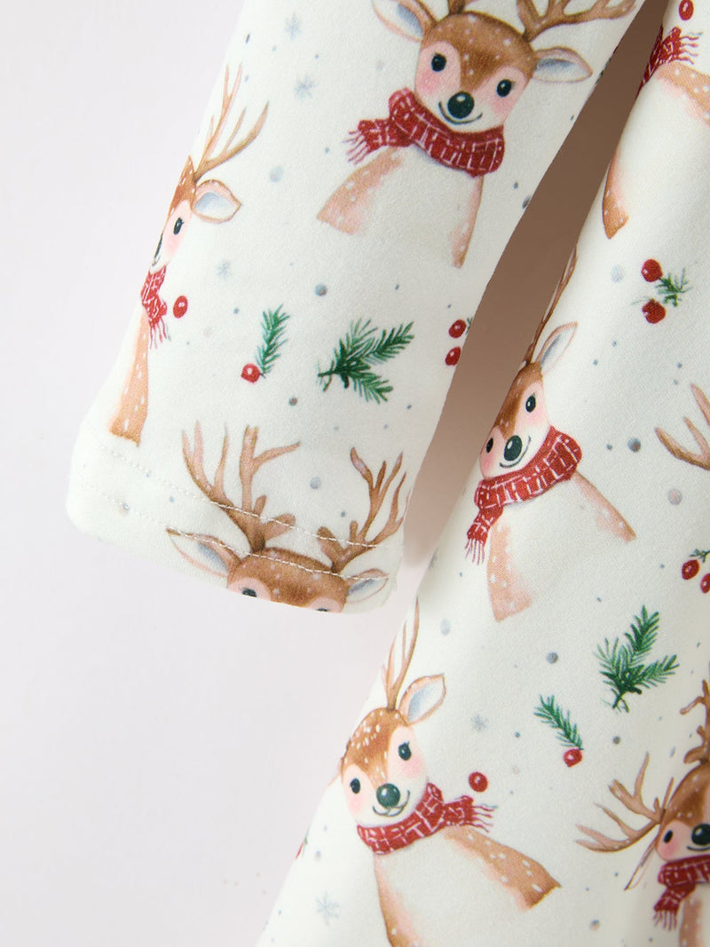 Girls Reindeer Christmas Twirl Long Sleeve Dress - 4