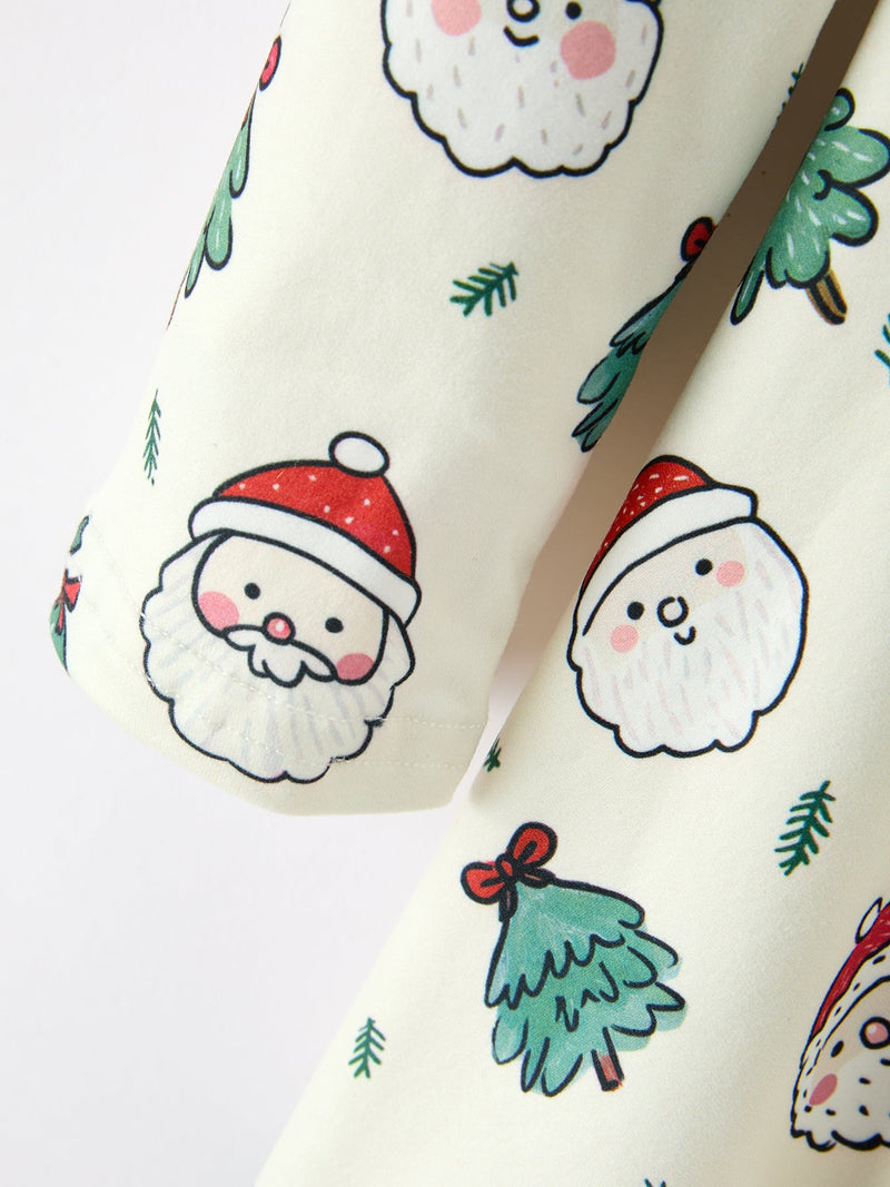 Girls Santa & Christmas Tree Print Twirl Dress - 4