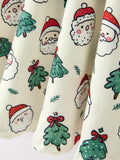 Girls Santa & Christmas Tree Print Twirl Dress - 5