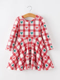 Christmas Girls Candy Cane & Bow Plaid Twirl Dress - 1