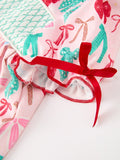 Girl Christmas Smocked Dress Red Green Bow Holiday Party Dress - 4