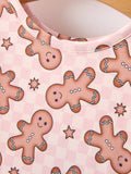 Christmas Girls Gingerbread Print Twirl Long Sleeve Dress - 3