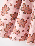 Christmas Girls Gingerbread Print Twirl Long Sleeve Dress - 5