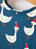 Christmas Girls Goose Twirl Dress Navy Long Sleeve Dress - 3