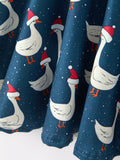 Christmas Girls Goose Twirl Dress Navy Long Sleeve Dress - 5