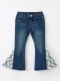 Girls Denim Bell Bottom Pants Lace Flare Jeans - 1