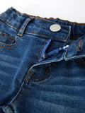 Girls Denim Bell Bottom Pants Lace Flare Jeans - 3