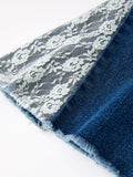 Girls Denim Bell Bottom Pants Lace Flare Jeans - 4