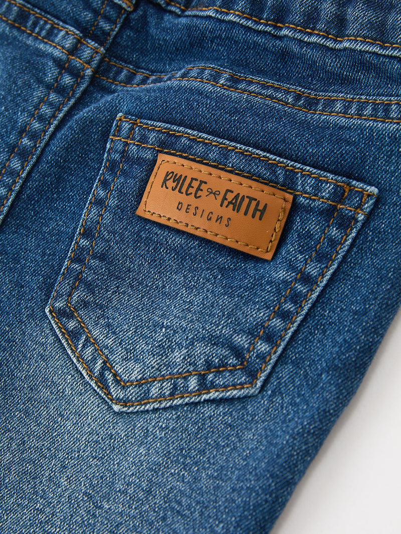Girls Denim Bell Bottom Pants Lace Flare Jeans - 5