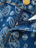 Girls Denim Bell Bottom Pants Decorative Print Flare Jeans - 3