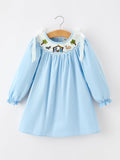 Christmas Nativity Smocked Long Sleeve Girls Dress - 1