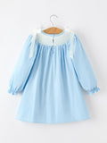 Christmas Nativity Smocked Long Sleeve Girls Dress - 2