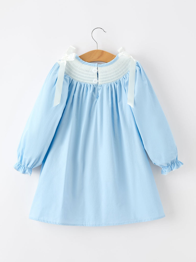 Christmas Nativity Smocked Long Sleeve Girls Dress - 2