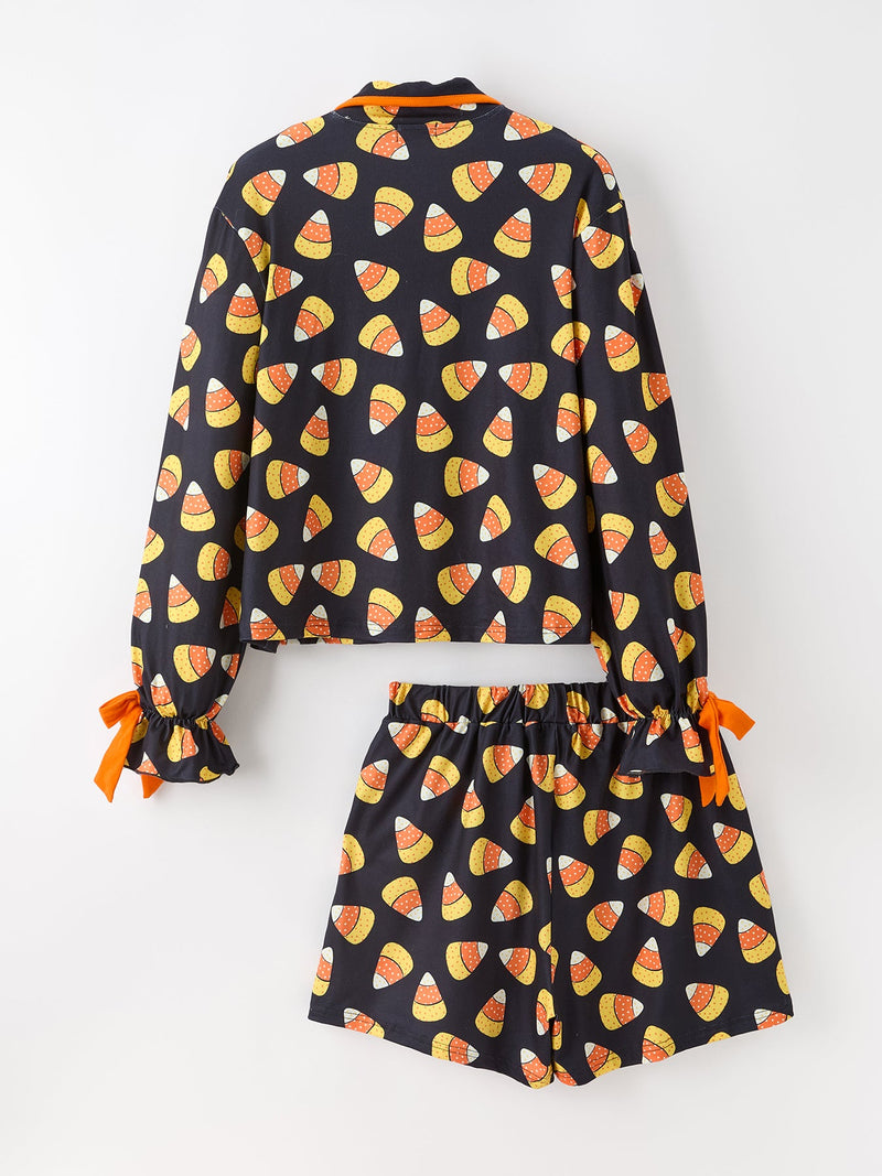 Halloween Candy Corn Mommy and Me Pajama Set Matching Lounge Set - 9