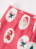 Mommy and Me Christmas Santa Print Pajama Set with Fur Trim - 7