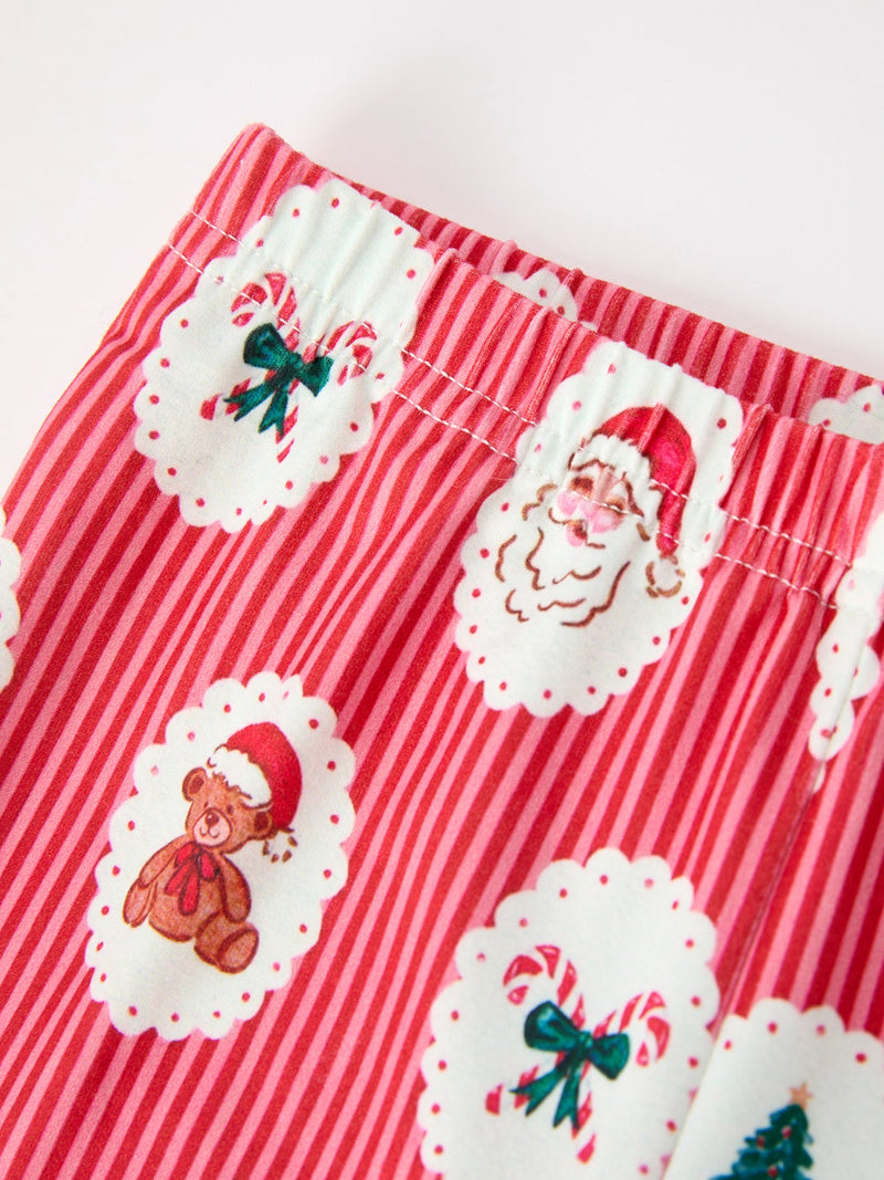 Mommy and Me Christmas Santa Print Pajama Set with Fur Trim - 7