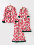 Mommy and Me Christmas Santa Print Pajama Set with Fur Trim - 2