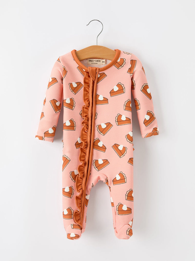 Girls Thanksgiving Pumpkin Pie Baby Girls Sleeper - 1
