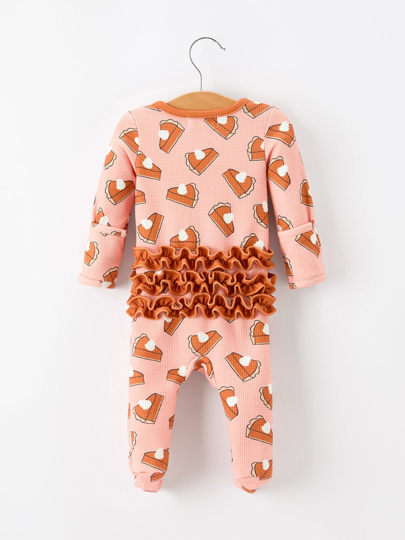 Girls Thanksgiving Pumpkin Pie Baby Girls Sleeper - 2