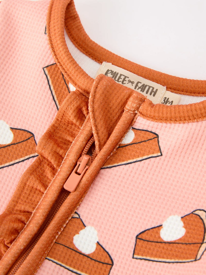 Girls Thanksgiving Pumpkin Pie Baby Girls Sleeper - 3