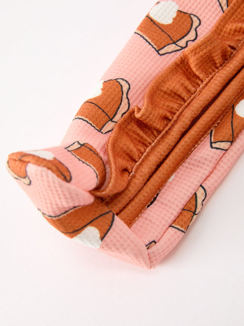 Girls Thanksgiving Pumpkin Pie Baby Girls Sleeper - 4
