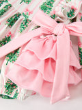 Christmas Tree Print Ruffle Bow Baby Girl Bubble Romper - 4