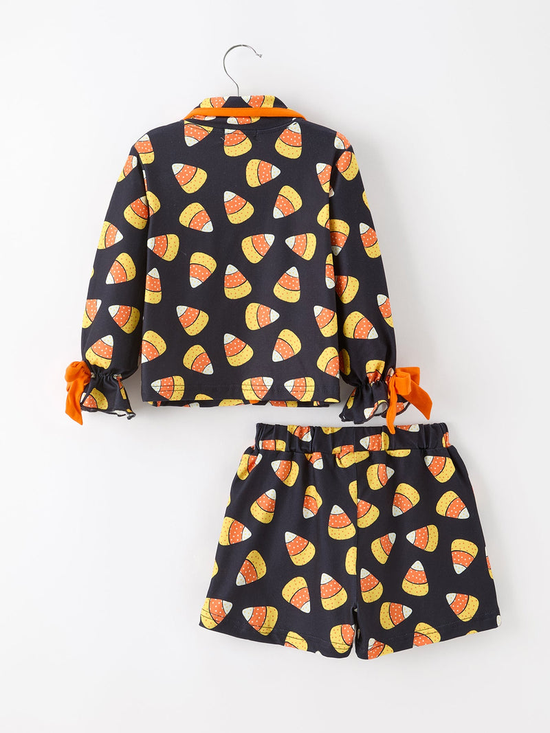 Halloween Candy Corn Mommy and Me Pajama Set Matching Lounge Set - 4