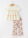 Halloween Black Cat Girls Bell Bottom Pant Set - 1