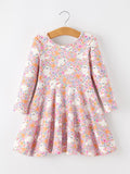 Halloween Ghost Print Girls Twirl Dress Long Sleeve - 1