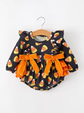 Halloween Candy Corn Baby Girl Bubble Romper Ruffle - 1