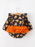 Halloween Candy Corn Baby Girl Bubble Romper Ruffle - 2