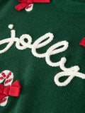 Girls Christmas Jolly Candy Cane Bow Knit Sweater - 4