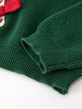 Girls Christmas Jolly Candy Cane Bow Knit Sweater - 5